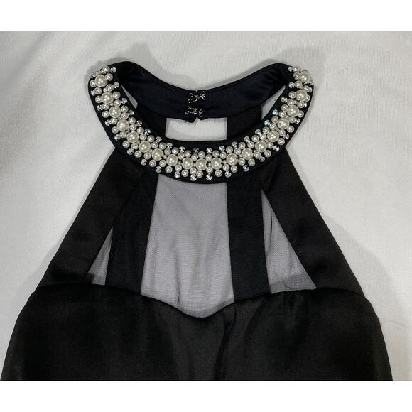 Speechless Black Rhinestone Collar Halter Bodycon Cocktail Dress Sz 3 - Picture 3 of 11